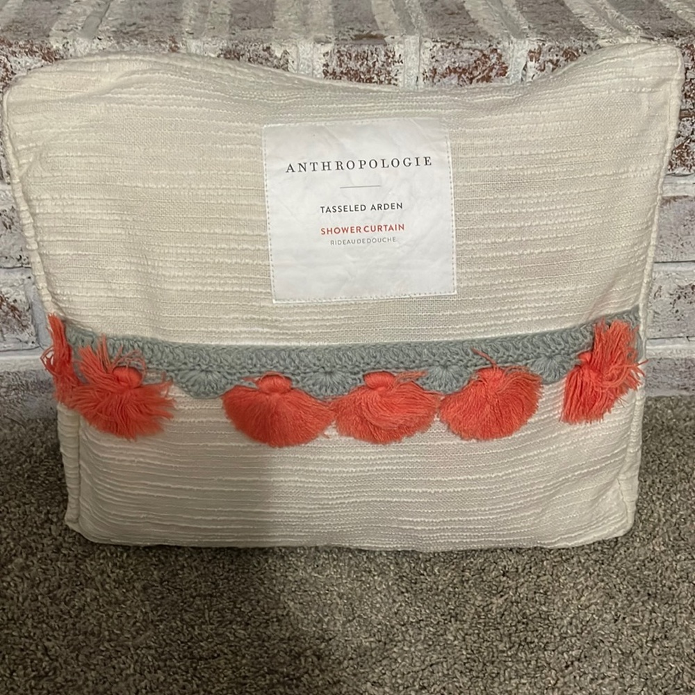 Anthropologie Tasseled Arden Shower Curtain
